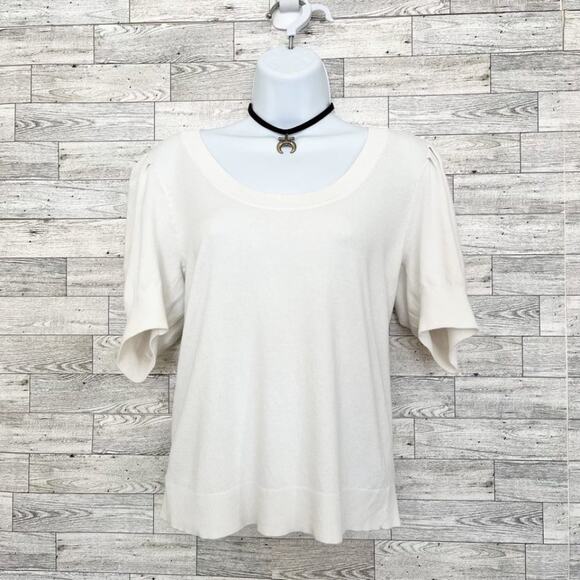 ANN TAYLOR FACTORY White Short Sleeve Sweater, S - Picture 3 of 9